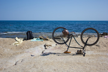 bicycle on the beach by the sea