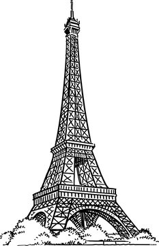 Landscape with Eiffel Tower in Black and White Colors on Grey Stock Vector  - Illustration of monument, city: 86959722