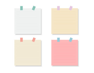 vector set of different color note papers.