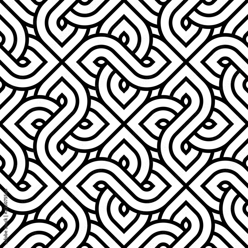 Poster Vector geometric pattern. Seamless braided linear pattern.