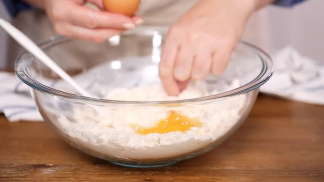 Time lapse. Step by step. Mixing ingredients to make dough for empanadas