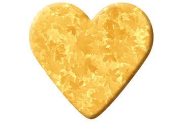 heart made of autumnal foliage isolated on white
