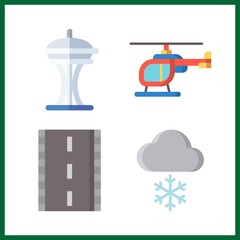 4 cloud icon. Vector illustration cloud set. road and snowing icons for cloud works