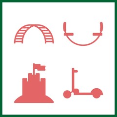 fun icon. sand castle and seesaw vector icons in fun set. Use this illustration for fun works.