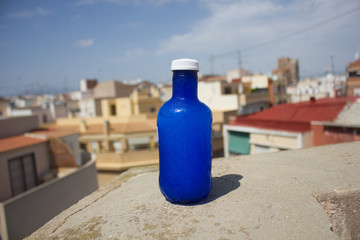 water in a bottle, a magnificent view at the sea, Spain of Alicante