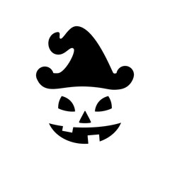 Halloween pumpkin faces icons set. Scary faces isolated on white background. Template for Halloween greeting card poster, brochure or flyer. Vector illustration.