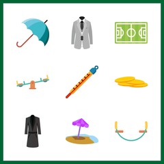 9 success icon. Vector illustration success set. seesaw and umbrella icons for success works