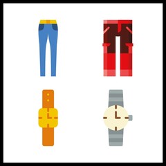 suit icon. trousers and watch vector icons in suit set. Use this illustration for suit works.