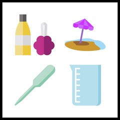 4 drop icon. Vector illustration drop set. beaker and pipet icons for drop works