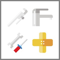 4 fix icon. Vector illustration fix set. band aid and reparation icons for fix works