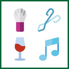 4 element icon. Vector illustration element set. brush and wine glass icons for element works