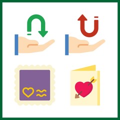 4 mail icon. Vector illustration mail set. wedding invitation and receive icons for mail works