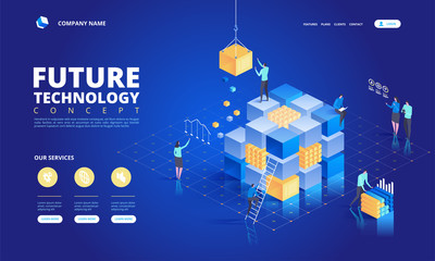 Technology isometric concept. Abstract high tech future
