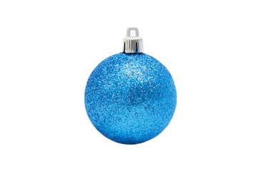 Christmas tree toy. Blue ball for christmas tree on white background. Isolated on white