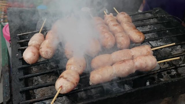 Sai Krok Isan or Northeastern Thai sausage is a popular Thai street food