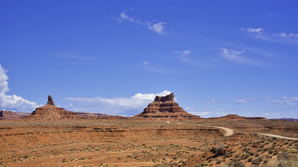 Buttes on a desert on blue sky background