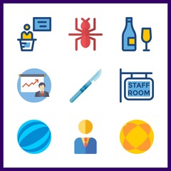 9 teamwork icon. Vector illustration teamwork set. wine and surgery icons for teamwork works