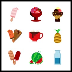 snack icon. ice creams and chocolate vector icons in snack set. Use this illustration for snack works.