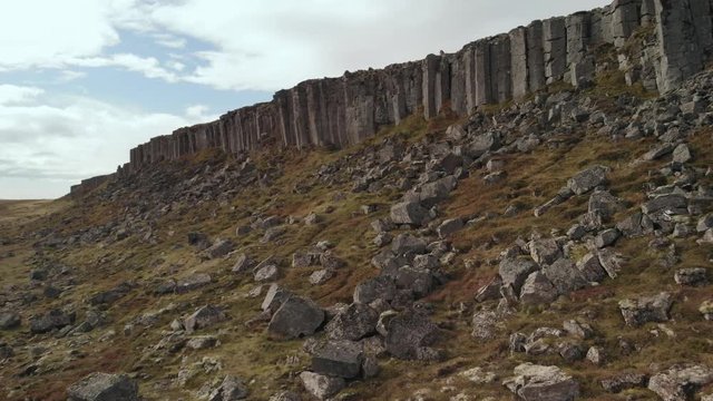 Gerduberg basalt lava rock cliffs in Iceland