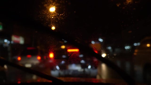 traffic jam in rainy day city night