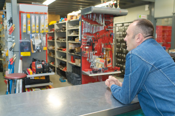 customer waiting for help at a tool store