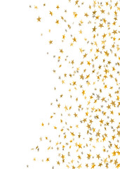 Gold star confetti celebration isolated on white background. Falling stars golden abstract pattern decoration. Glitter confetti Christmas card, New Year. Shiny sparkles. Vector illustration