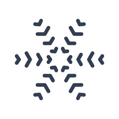 Snowflake sign. Black Snowflake icon isolated on white background. Snow flake silhouette. Symbol of snow, holiday, cold weather, frost. Winter design element. Vector illustration