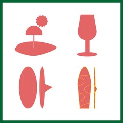 4 splash icon. Vector illustration splash set. surf and beach icons for splash works