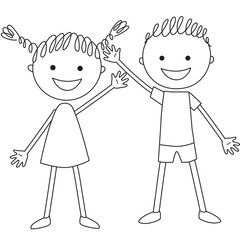 Standing boy and girl