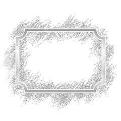 Silver frame. Beautiful glitter design. Vintage style decorative border, isolated white background. Deco elegant luxury framework for decoration, photo, Christmas banner. Vector illustration