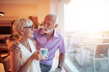 Senior couple enjoying in their home