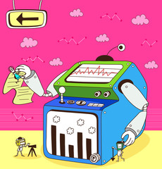 Close-up of a computerized robot