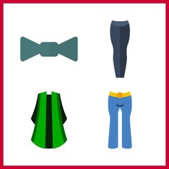 4 suit icon. Vector illustration suit set. trousers and bow tie icons for suit works