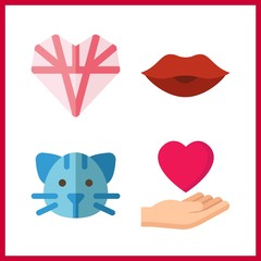 hug vector icons set. love, cat and kiss in this set.