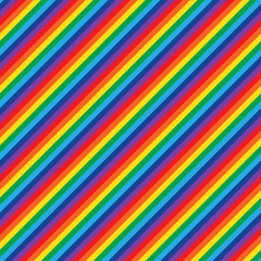 Vector seamless rainbow pattern. Geometric colorful diagonal striped background.