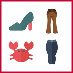 leg vector icons set. pants, crab and high heels in this set.