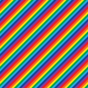 Vector seamless rainbow pattern. Geometric colorful diagonal striped background.