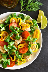 Vegetable salad with chicken meat