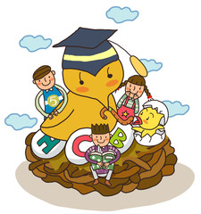 Bird wearing a mortar board