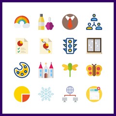 16 abstract icon. Vector illustration abstract set. butterfly and dragonfly icons for abstract works