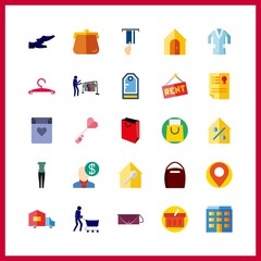 sale icon. real estate and bag vector icons in sale set. Use this illustration for sale works.