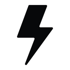 A black and white silhouette of a lightning bolt