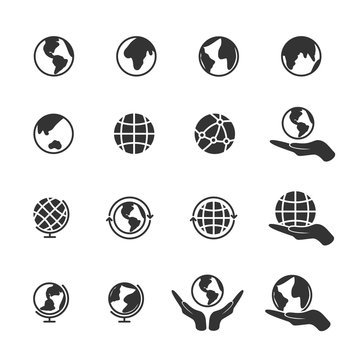 Vector image set of globe icons.Earth icons.
