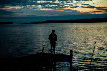 silhouette of a woman at sunset
