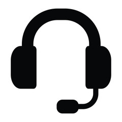 A black and white silhouette of a headset