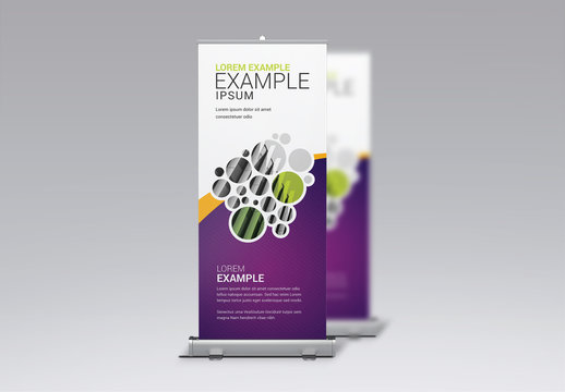 Rollup Banner Layout with Circular Photo Placeholders