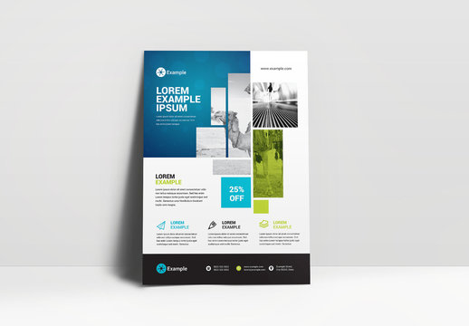 Business Flyer Layout with Blue Header