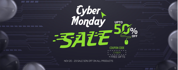 Cyber Monday Social Media Sale Banner Ad Vector Template Design