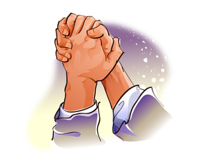 Close-up of a person's hands clasped