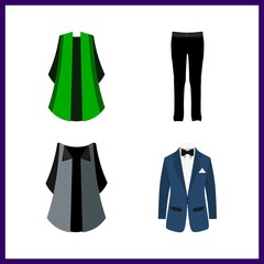 4 suit icon. Vector illustration suit set. trousers and blazer icons for suit works